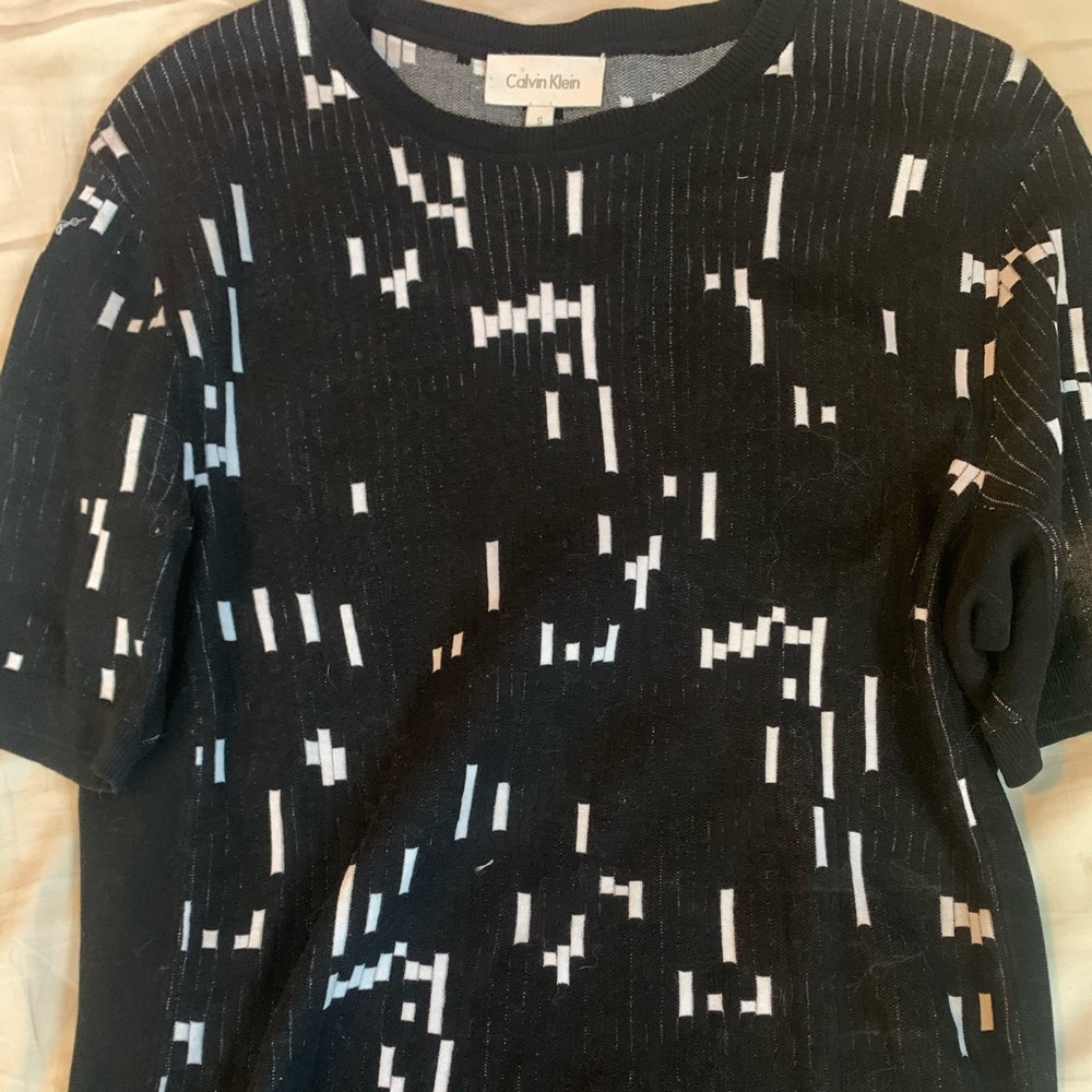 Vintage Calvin Klein Digital Print Knit Tshirt